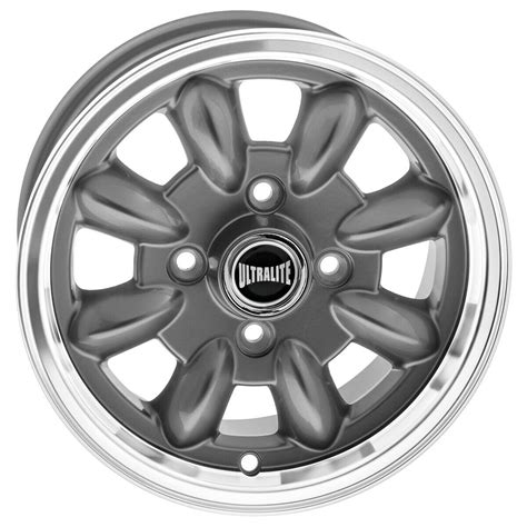 Classic Mini Aluminium Wheel 12 X5 5 Gunmetal Polished Rim Ultralite Ulml1pg Ebay