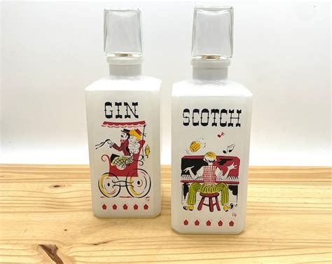 Vintage 50s Mid Century Gay Fad Frosted Glass Liquor Bottle Decanter