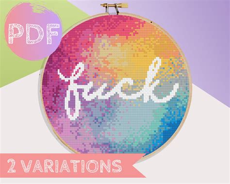 Rainbow Fuck Cross Stitch PDF Pattern Sweary Etsy UK