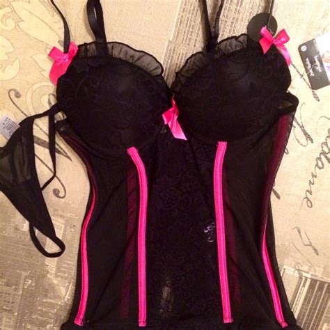 Intimates Sleepwear Black Lace And Hot Pink Lingerie Nwt Poshmark