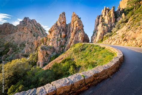 Pink Rocks Of Calanche De Piana Les Calanques De Piana Foto De Stock