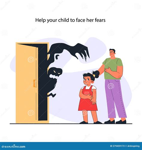 Modern Positive Parenting. Parent Helping a Child To Conquer Fears