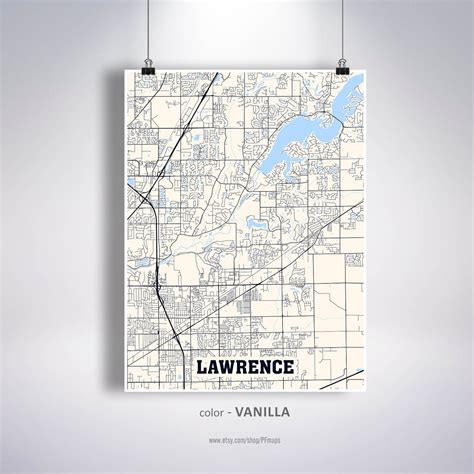 Lawrence Map Print Lawrence City Map Indiana IN USA Map | Etsy