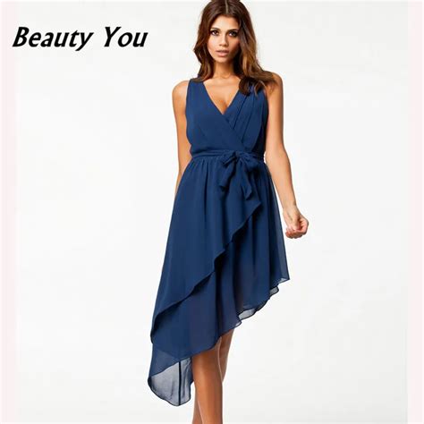 2015 Fashion Women Summer Dresselegant Lady Sex Chiffon Navy Blue Long