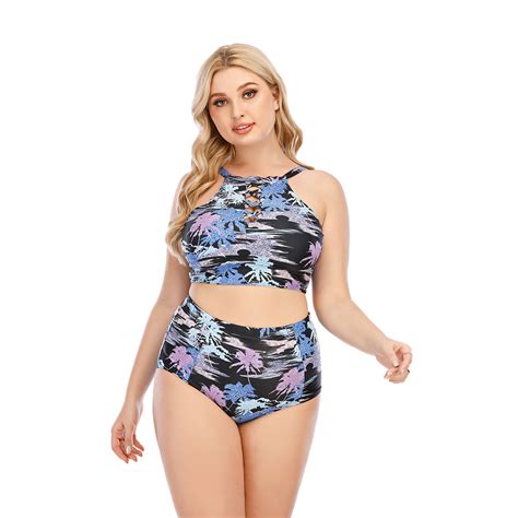 Women S New Swimsuit Wholesale Sexy Split Plus Strap Hollow Out Bikini Swimwear High Waist