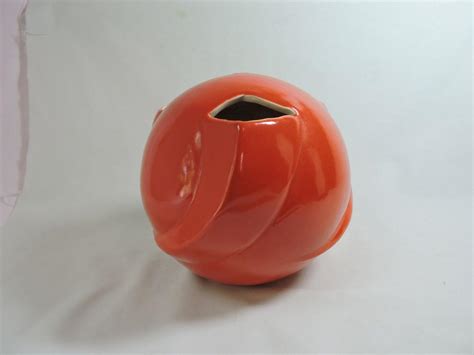 Rumrill Pottery 1930s Orange Art Deco Round Vase 600 6 1956869623