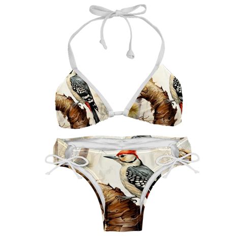 Woodpecker Women S Detachable Sponge Adjustable Strap Bikini Set Pack For Beach And Pool