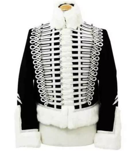 New Mens Black Wool Napoleonic Uniforms Prussian Hussars Jacket Fast