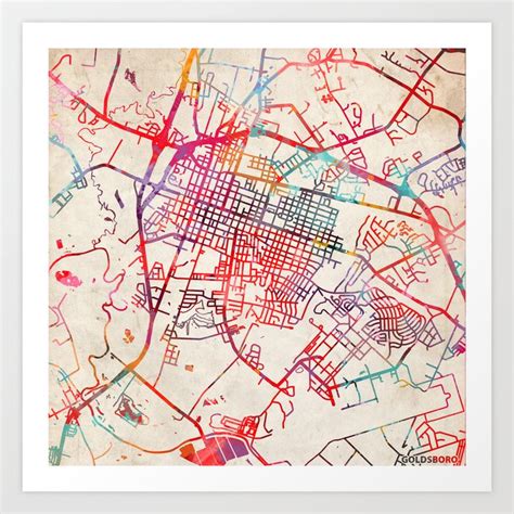 Goldsboro map North Carolina NC Art Print by Maps Factory | Society6