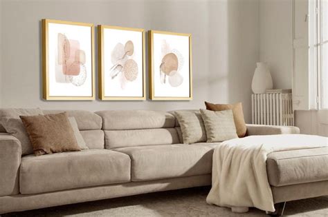 Kit 3 Quadros Decorativos Para Salas Abstratos Nude Molduras