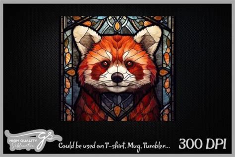 1 Stained Glass Red Panda Background Designs Graphics