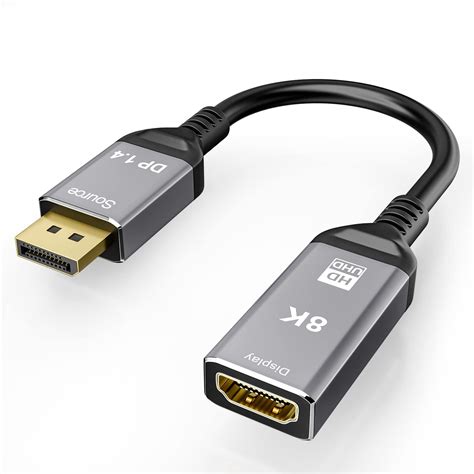 WARRKY 4K Adaptateur DisplayPort Vers HDMI 1440P 60Hz 1080P 120Hz