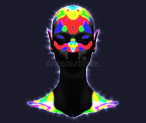 illustration   female elf face  multicolored texture