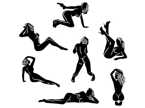 Sex Svg Sexy Girl Svg Set Of Seven Black And White Sexy Silhouettes Of Naked Girls In Various
