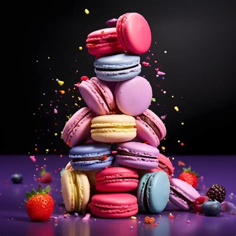 Premium Ai Image A Stack Of Colourful French Macarons