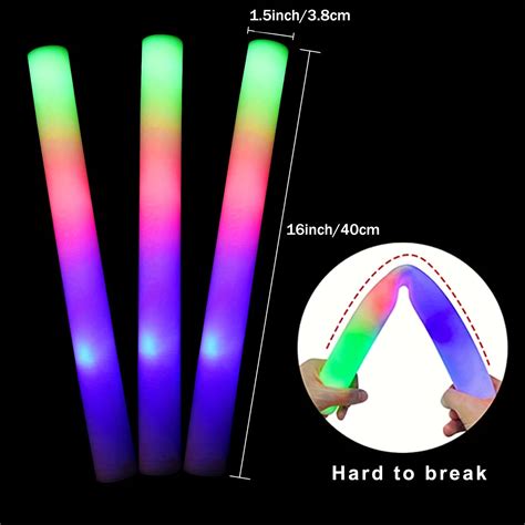 22 Packs Foam Glow Sticks Led Foam Sticks In The Dark Party Supplies