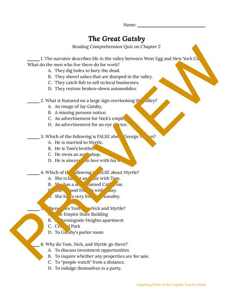 The Great Gatsby Chapter 1 Vocabulary Worksheet – XIOBLM