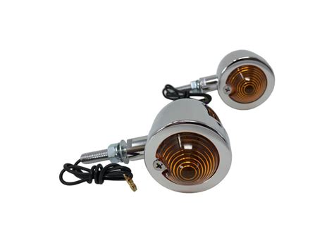 Highway Hawk Turn Signal Bullet Light Small Chrome With Amber Lens