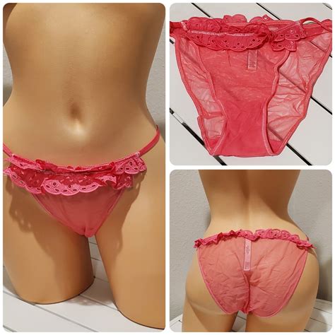 Victorias Secret String Bikini Panty Ruffle Trim Drea Gem
