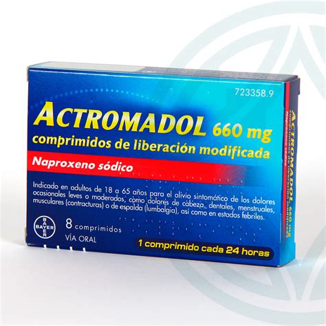 Actromadol 600 Mg 8 Comprimidos Liberación Modificada Analgésico