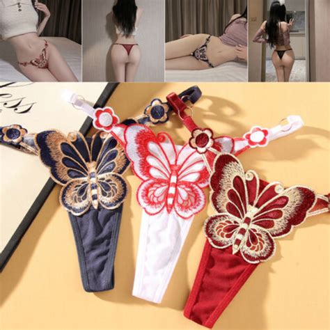 Women Sexy Embroidery Butterfly Thong G String Panties Underwear Lingerie Thong Ebay