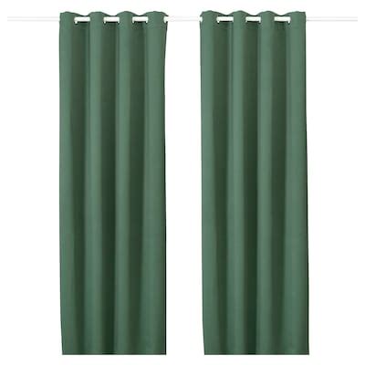 MAJGULL block-out curtains, 1 pair, with eyelets green, 145x300 cm - IKEA