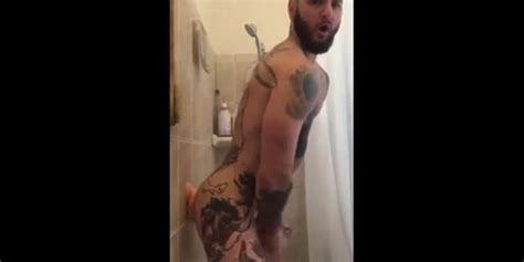 Tatted Hunk Fucks Dildo In Shower Until He Cums Tnaflix