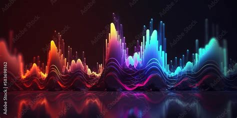 Abstract sound wave visual background. Dynamic motion soundwaves neon lines. High frequencies ...