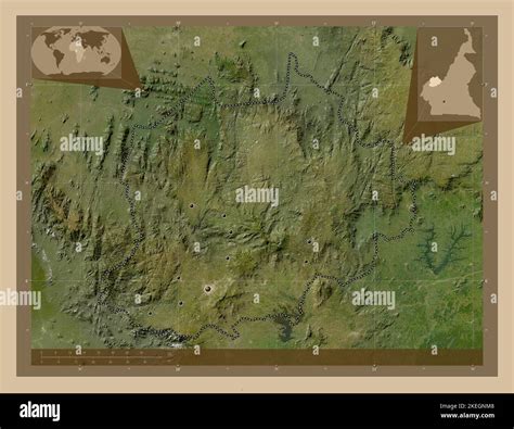 Nord-Ouest, region of Cameroon. Low resolution satellite map. Locations