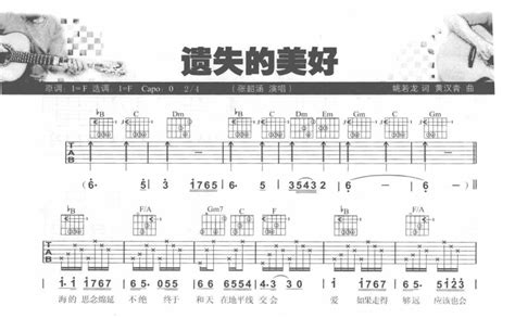 张韶涵《遗失的美好》吉他谱f调吉他弹唱谱 打谱啦