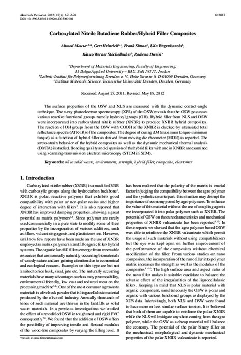 Pdf Carboxylated Nitrile Butadiene Rubberhybrid Filler Composites