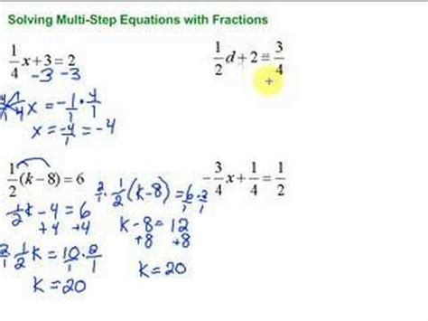 Solving A Multi Step Equation With Fractions