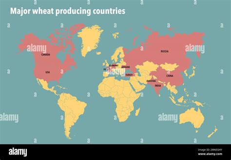 World Map Of Major Wheat Producing Countries Stock Photo Alamy