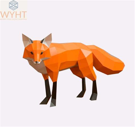 Полигональная 3Д фигура из бумаги "Лиса", PaperKraft (ПаперКрафт) набор ...