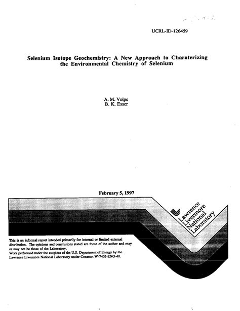 Selenium Isotope Geochemistry A New Approach To Characterizing The