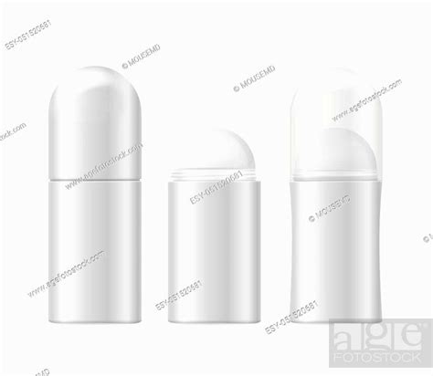 Realistic Template Blank White Deodorant Roller Set Cosmetic Bottle Isolated Antiperspirant And