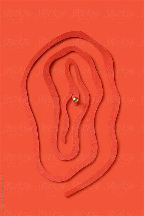 Female Vagina With Piercing On Clitoris Made Of Cut Red Paper By Stocksy Contributor Yaroslav