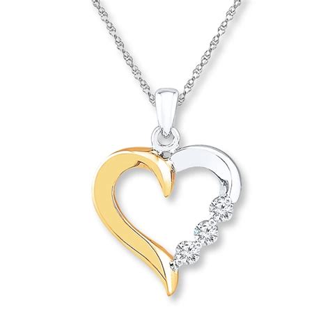 Heart Necklace 1 6 Ct Tw Diamonds 10k Two Tone Gold Kay