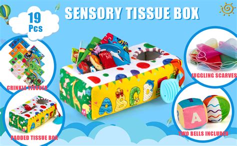 Auney Baby Toys 0 6 To 12 Months Montessori Sensory Baby Tissue Box