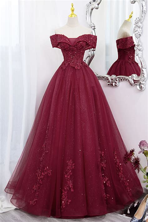 Burgundy Lace Long Ball Gown Dress Formal Dress · Little Cute · Online Store Powered By Storenvy