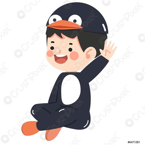 Kid boy characters penguin costume - stock vector 6471281 | Crushpixel