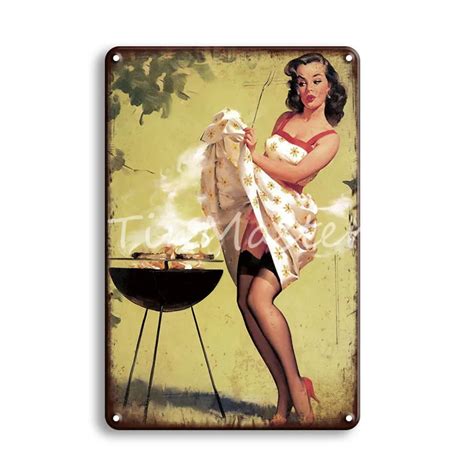 Vintage Sexy Pin Up Girl Iron Painting Metal Tin Sign Hot Movies Art Poster Retro Signs