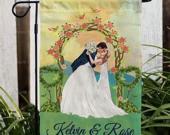 Personalized Just Married Garden Flag Double Sided Marriage Wedding