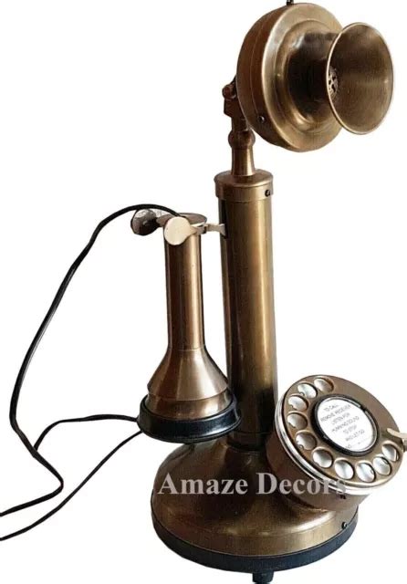 Antique Brass Landline Telephone Vintage Rotary Dial Nautical