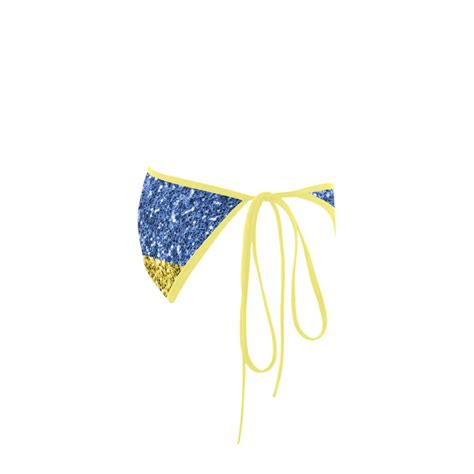 Blue Yellow Ukraine Flag Glitter Faux Sparkles Custom Bikini Swimsuit Bottom Id D