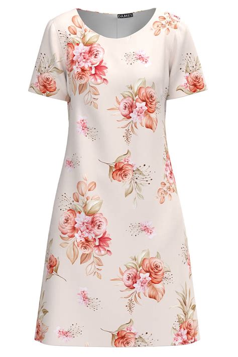 Rochie Casual Nude Imprimata Cu Model Floral CMD