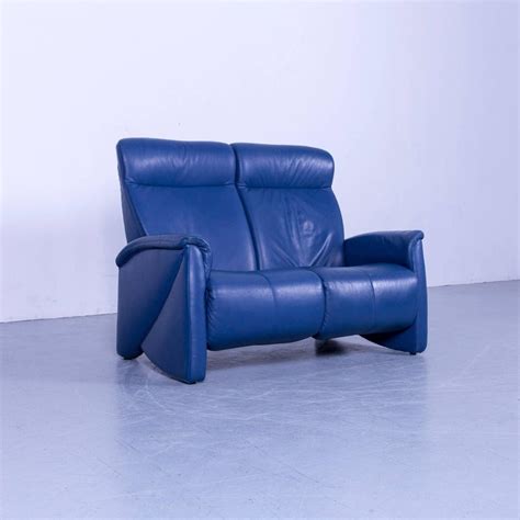 Himolla Leather Sofa Blue Two Seat Recliner At 1stdibs