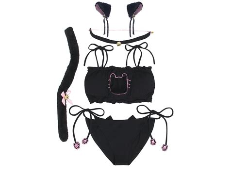 Conjunto De Lingerie Feminina Fantasia De Gatinho Buraco De Fechadura Roupa Sexy E Fofa