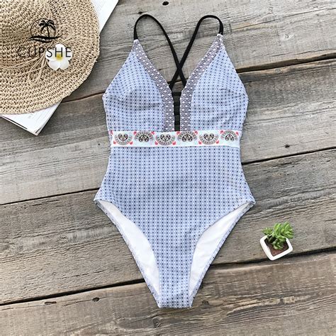 Cupshe Polka Dot One Piece Swimsuit Women Strappy High Leg Monokini 2019 Girl Beach Bathing Suit