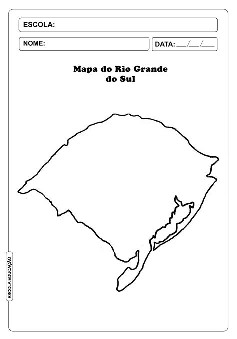 Mapa do Rio Grande do Sul para Imprimir e Colorir Escola Educação